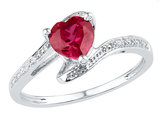 1.00 carat (ctw) Lab-Created Ruby Heart Ring in Sterling Silver